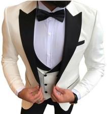 White 5 piece tuxedo party wedding suit men's suit fitted slim fit 46