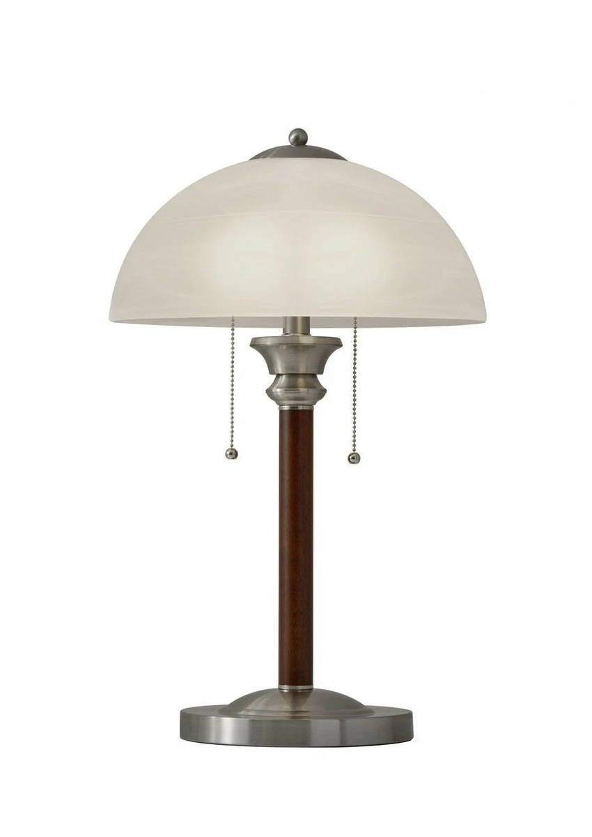 Unique Durable Walnut Wood with Milky Frosted Glass Dome Shade Table Lamp