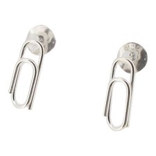 Sterling Silver Paper Clip Design Stud Earrings by Touch Jewellery - 925