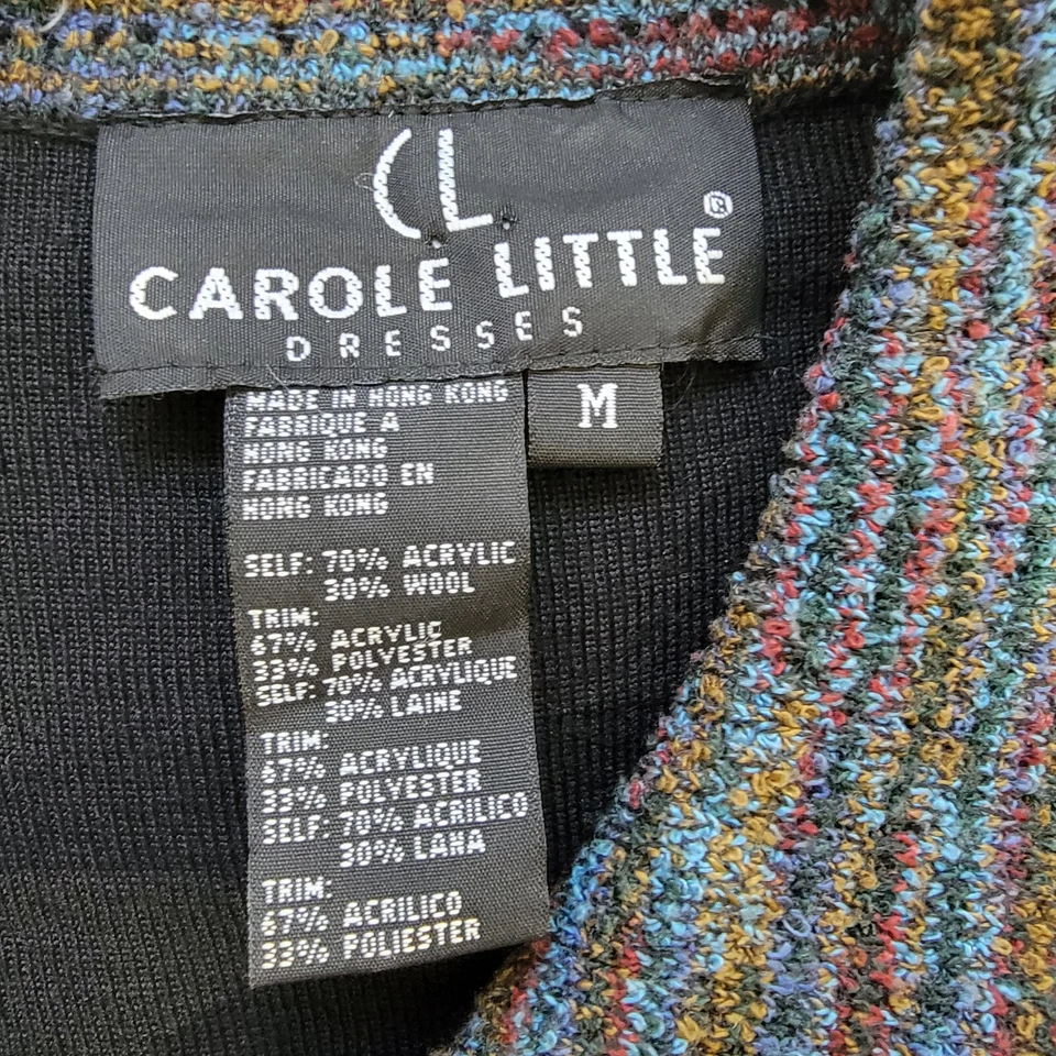 Conjunto de Vestido Chaqueta Tejida Mezcla Lana Pequeña Carole De Colección Negro Con Borde Multicolor M Foto 4 de 4