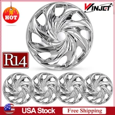 14" Set of 4 Chrome Wheel Covers Snap On Full Hub Caps fit R14 Tire&Steel Rim