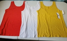 TIME AND TRU Women's RED Yellow White  FITTED STRETCH KNIT TANK Top SZ XS - XXXL