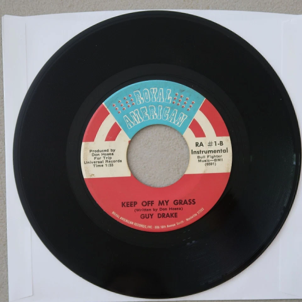 GUY DRAKE WELFARE CADILAC/KEEP OFF MY GRASS VINYL 45 ROYAL AMERICA VG 16-170 Foto 2 de 2