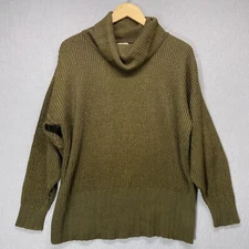 Vintage FIA Italia Sweater Womens Medium Green Cowl Neck Knit Hand Loomed