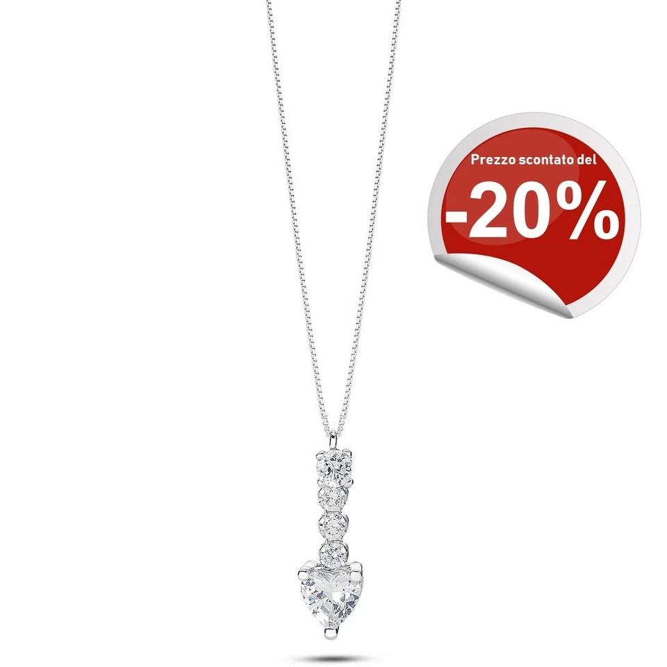 Collana cuore zirconi oro bianco 18 kt  Ambrosia AGZ 305 - Immagine 2 di 3