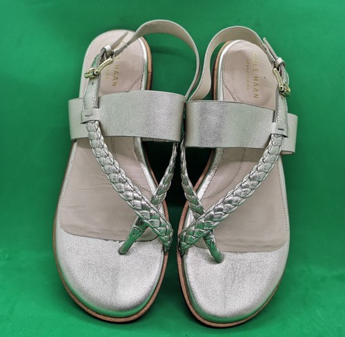 Cole Haan Anica Leather Flats Slingback Buckle Sandals Women's Size 8B Golden - Picture 7 of 20