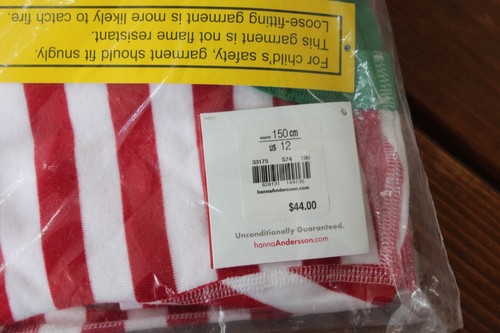 PAJAMAS~Hanna Andersson Red Striped Christmas Organic Cotton KID size US 12 NEW! - Picture 4 of 7