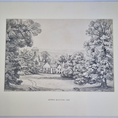 Antike Bleistift Landschaft Studie ''Kleiner Malvern, 1849'' aus dem 19. Jahrhundert