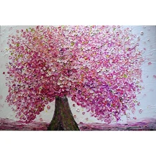 CHERRY SAKURA Pink Blossom Impasto Oil Abstract Painting Original Art Spring