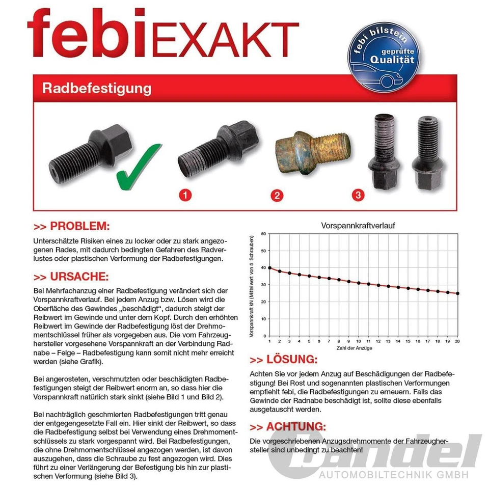 20x Febi Perno de Rueda Tornillo Juego Llantas Aleación para Opel Corsa Meriva - Imagen 2 de 2