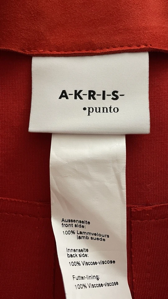 Akris Punto 红色麂皮绒皮革 A 字裙女式 2 码设计师豪华 — 第 4/4 张图片