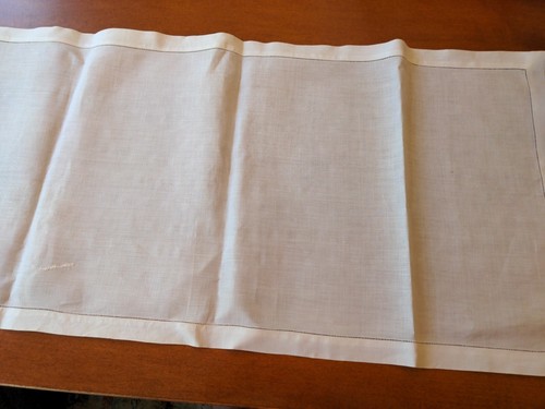 Embroidered Large Cotton Linen Doily 33" x 16" White Rectangle Beautiful - Picture 5 of 6