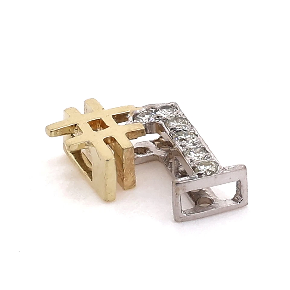 Number 1 Diamond Charm Pendant 14K Gold 0.10 TW 0.40" - Image 2 of 4