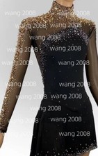 Girl Competition Figure skating Dress Ice Skating Dress Costume Sparkle black