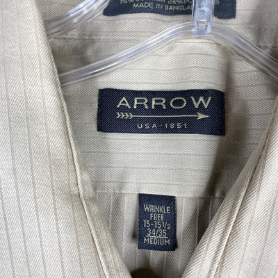 Arrow Satin Twill Wrinkle Free Dress Shirt Men's Size 15