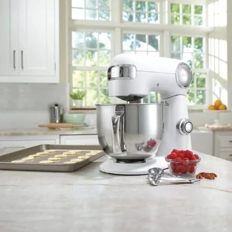 Cuisinart Robot Pâtissier SM50WHE en Métal Coulé Blanc et Bol Inox