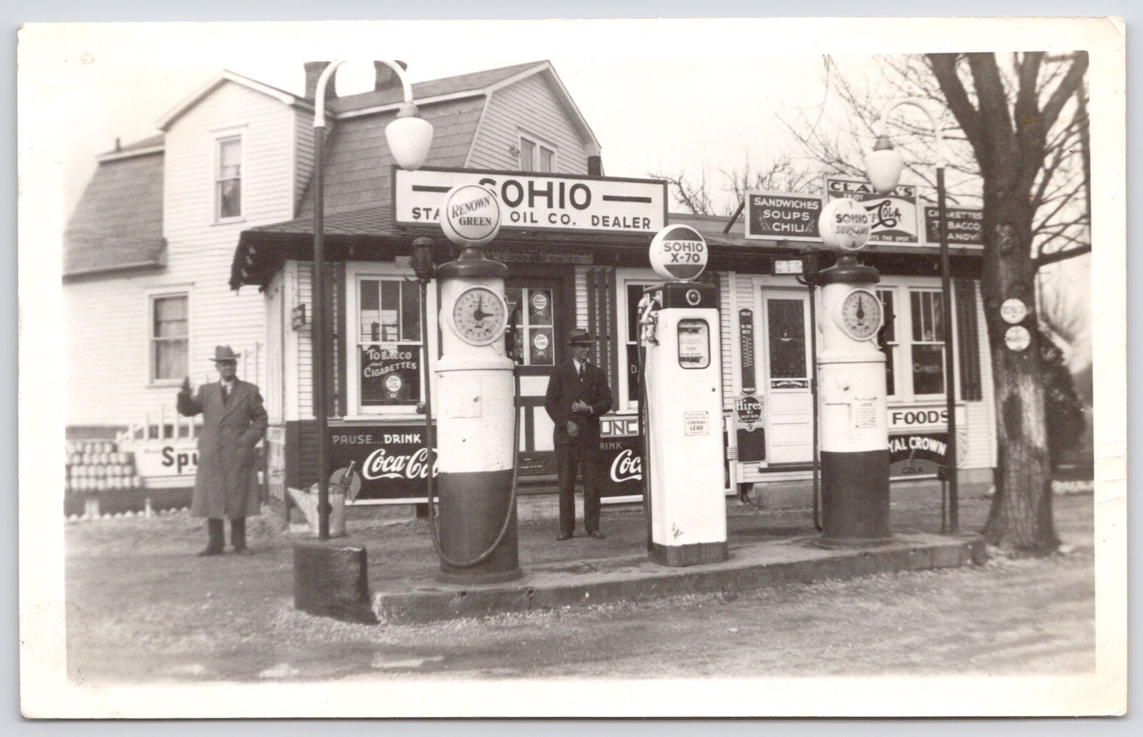 c1930s SOHIO Gas Station PumpsClarks FoodsCoca Cola AdvertisingVTGB