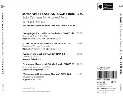 TON KOOPMAN / AMSTERDAM BAROQUE ORCHESTRA & CHOIR BACH: SOLO CANTATAS FOR ALTO A