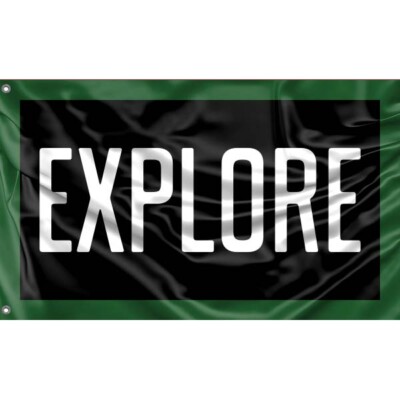 Explore Flagge, einzigartiges Design, 3x5 Fuß / 90x150 cm Größe, Made in EU
