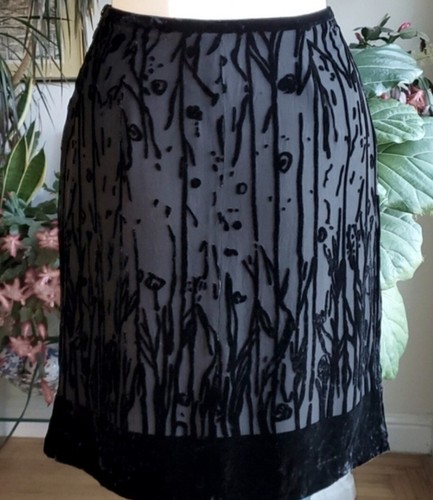 VTG NEW Casual Corner Silk Velvet Burnout Black Floral Lined Pencil Skirt Size 4 - Picture 6 of 10
