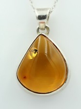 Design In Argento 925 Con Pendente In Ambra Collana Pendente Top