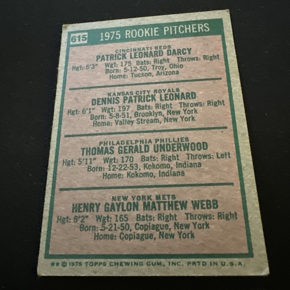 1975 Topps Rookie Pitchers 615 Hank b, Tom Underwood, Dennis