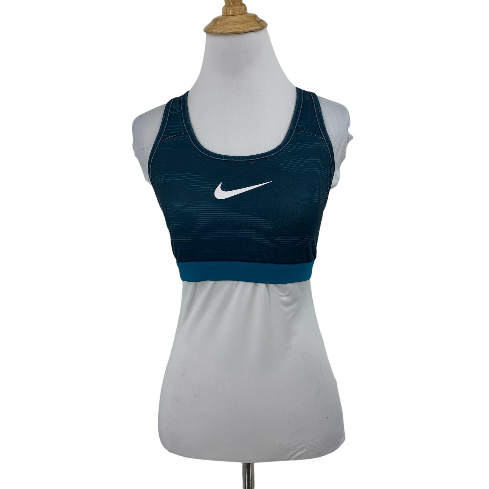 Nike Sports Bra Womens M Dark Teal Fitted Stretch Unpadded Moisture Wicking Crop-image
