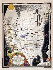 Midcentury Map The United States as viewed by California Vintage Fun Wall Poster