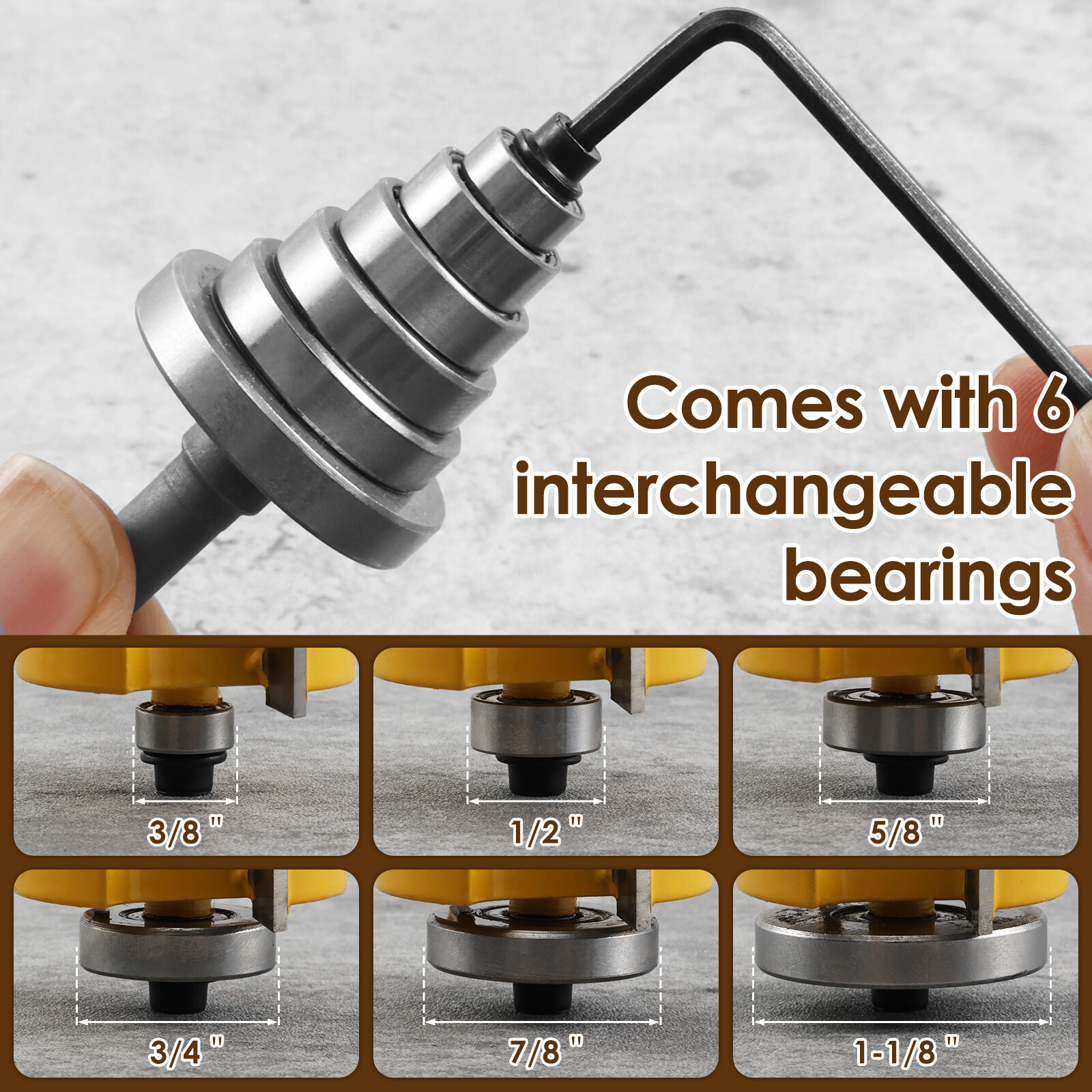 1/4 Inch Shank Rabbet Router Bit Set Wood Rabbeting Router Bit with 6