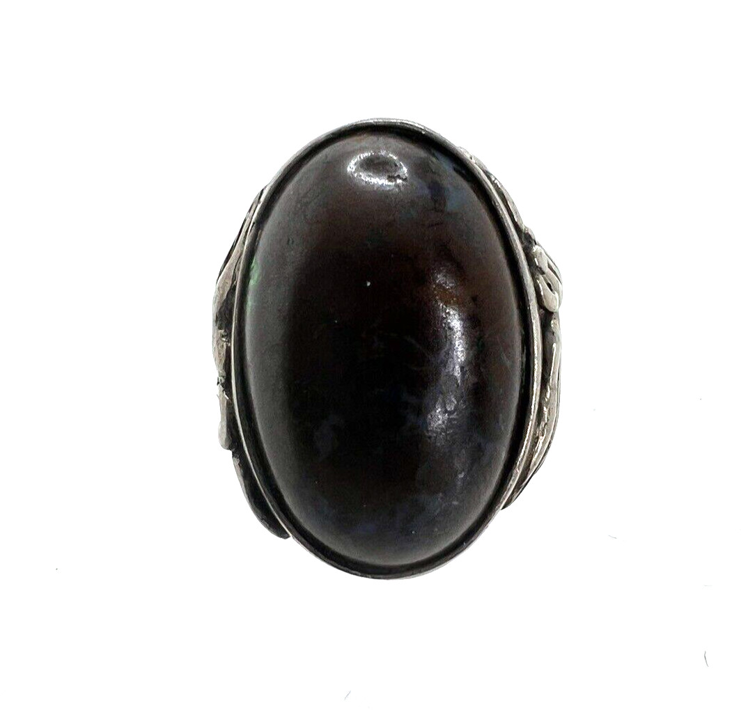 Vintage Solid Sterling Silver Fire Agate Cabochon… - image 4