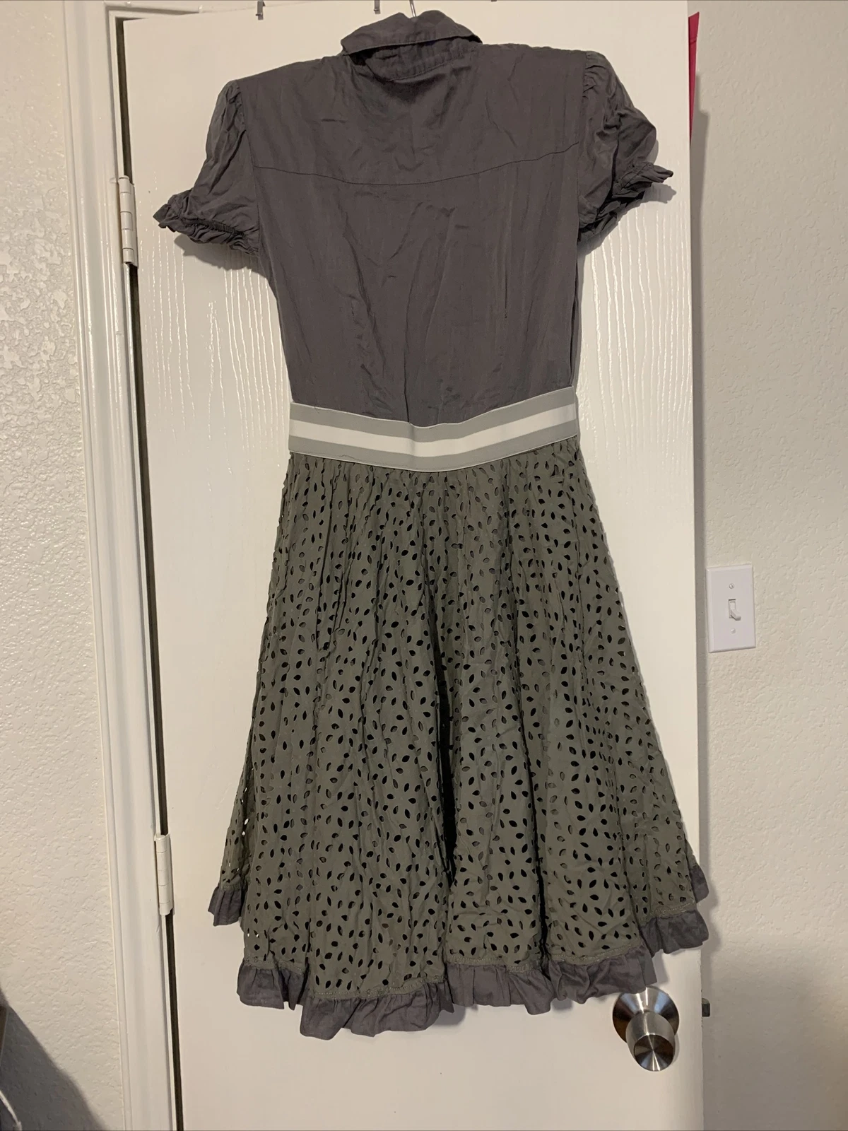 alexander mcqueen a line abito fantasia con volant eur 42 US 6 colletto abbottonato