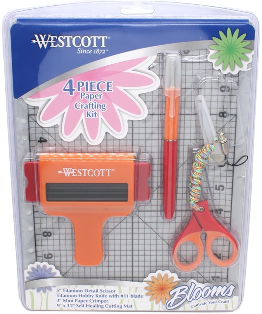 Westcott 4 Piece Paper Crafting Kit Titanium Scissor/Paper Crimper