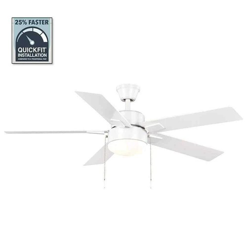 HAMPTON BAY Corwin Indoor/Outdoor Matte White LED Ceiling Fan w/ Light Kit 52"