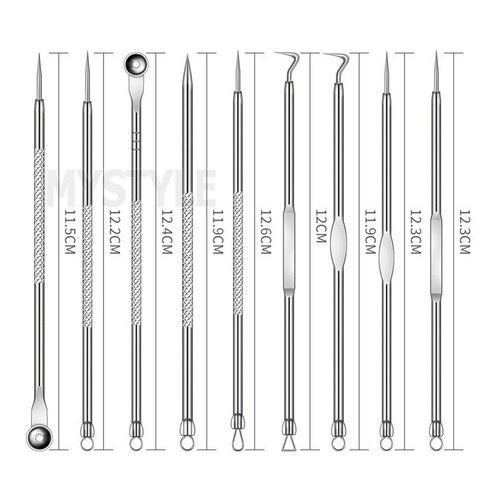 9pcs Blackhead Remover Extractor Tool Pimple Blemish Popper Comedone Kit Clip - Picture 11 of 12