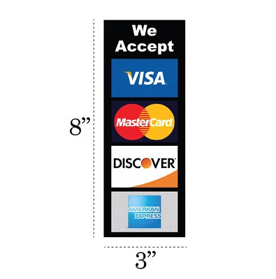 DECALS BY HALEY 2x CREDIT CARD LOGO DECAL STICKERS Visa MasterCard Discover American Express POS