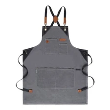 100% Cotton Canvas Apron Cross Back Heavy Duty Adjustable Multifunctional Wor...