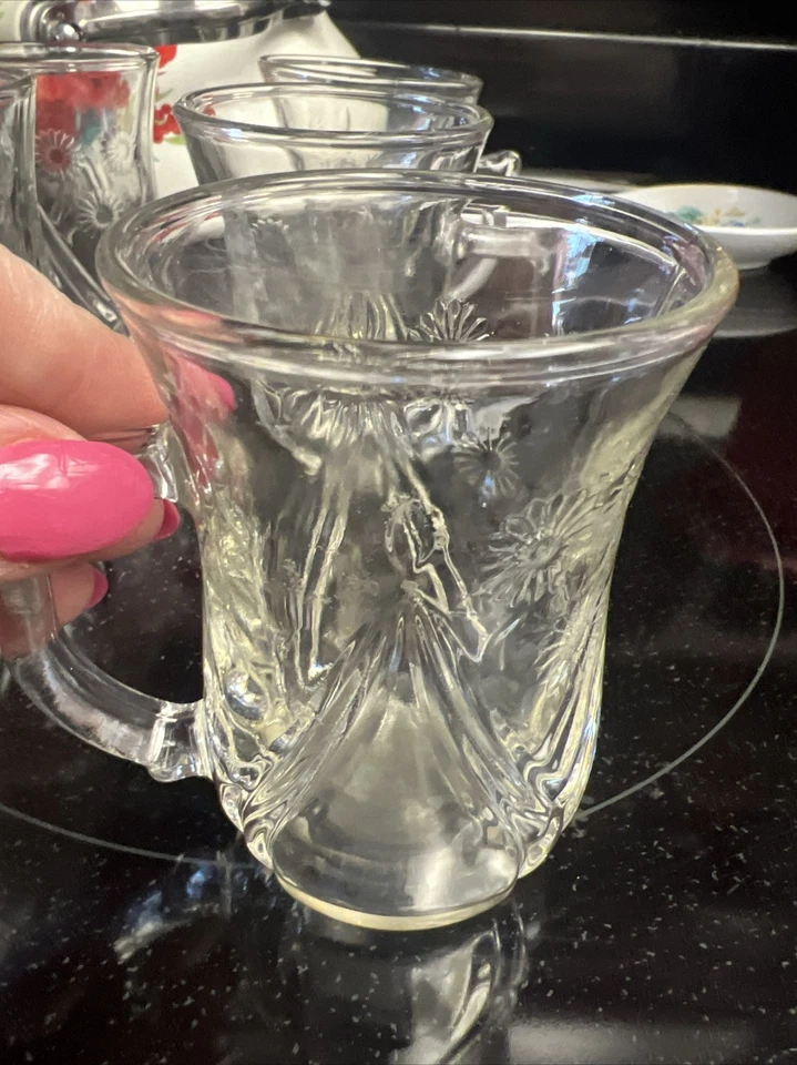 Juego de 6 tazas de té turcas clásicas de corte floral con mango, 5,5 oz Foto 3 de 4