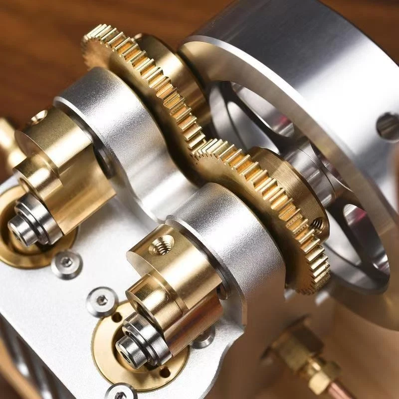 Modelo de motor de vapor de doble cilindro vertical todo metal retro miniatura Foto 4 de 4