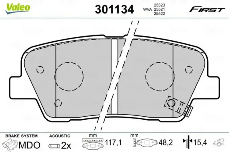 Brake pads Rear Axle 301134 VALEO for KIA HYUNDAI SSANGYONG GENESIS