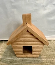 Wood Log Cabin Incense Burner Detachable Roof 4x 3.75x2.75”