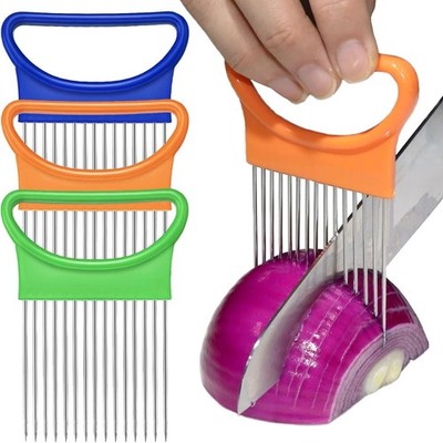 2Pcs Onion Holder Slicer Stainless Steel Prongs Cutting Kitchen Gadget Needle