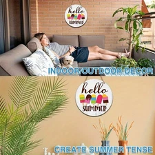 2D Flat2D Flat, 1pc 7.87X 7.87Inch Aluminum Summer Greetings Country Style Hangi