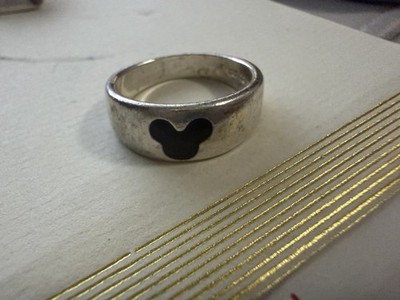 Vintage Disney Sterling Silver 925 Ring w/Inset Black Enamel