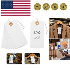White Pricing Tags with Wire, 120 PCS Manila Shipping Tags 4 3/4" x 2 3/8", W...