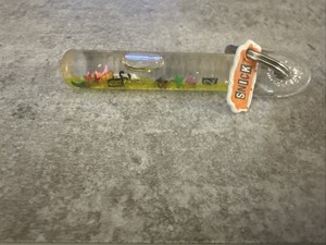 Vintage 1990s Nickelodeon SNICK Keychain Filled Glitter Fob Promo Key Ring