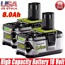 2x 8ah For RYOBI P108 18V One Plus High Capacity Battery 8ah Lithium-Ion Battery