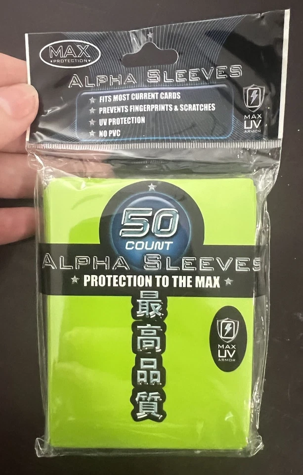 Max Protection Standard Card NEO Sleeves Green & 2 Alpha Sleeves Blue Brand New - Image 4 of 4