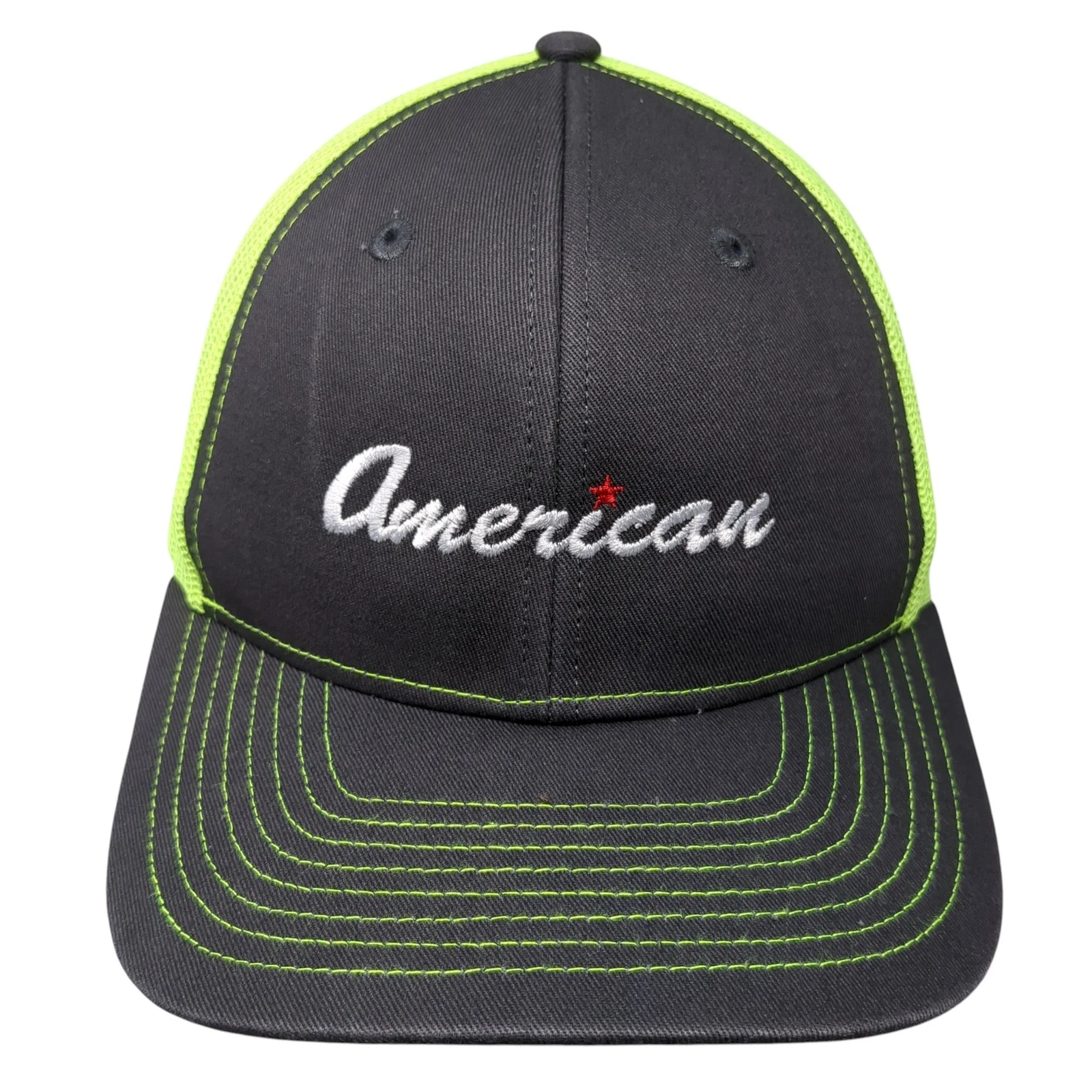 American Snapback Trucker Hat Multi One Size Adjustable Mesh Back Port Authority