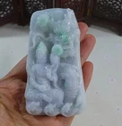 Cert'd Natural Type A Lavender Green Jadeite Jade Big Dragon Kwan-yin Pendant 70