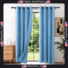 Blackout Linen Grommet Curtains 52x84 Inches 2-Piece Set